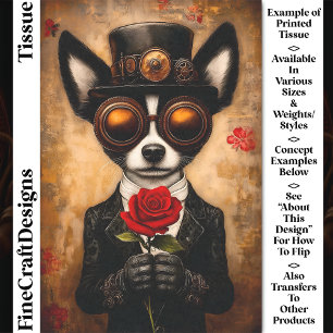 Papel De Seda Perro Papillon Cute, Goggles, Rosa Roja CQ6 Decoup