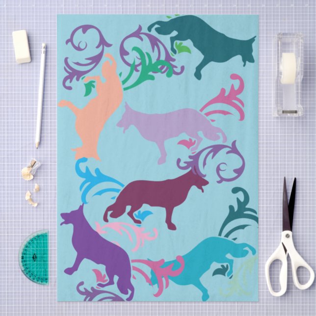 Papel De Seda Perro pastor alemán  (Artesanía)