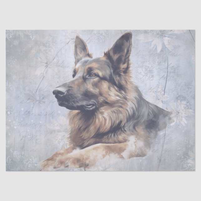 Papel De Seda Perro Pastor Alemán Acuarela (Anverso)