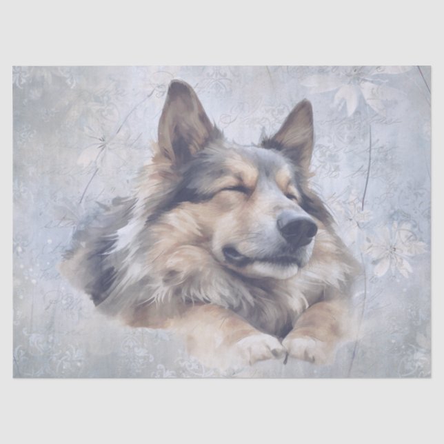 Papel De Seda Perro Pastor Alemán Acuarela (Anverso)