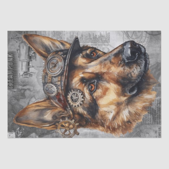 Papel De Seda Perro pastor alemán Steampunk (Anverso)