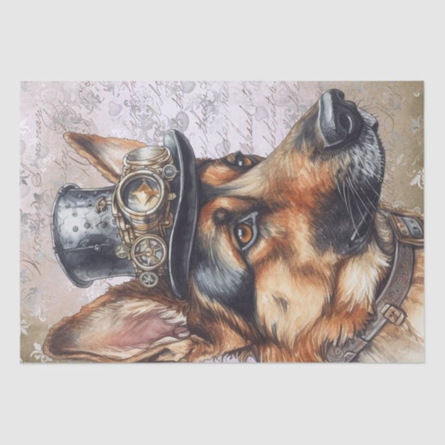 Papel De Seda Perro pastor alemán Steampunk (Anverso)
