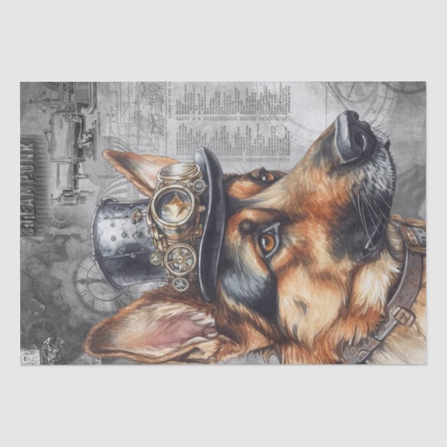 Papel De Seda Perro pastor alemán Steampunk (Anverso)