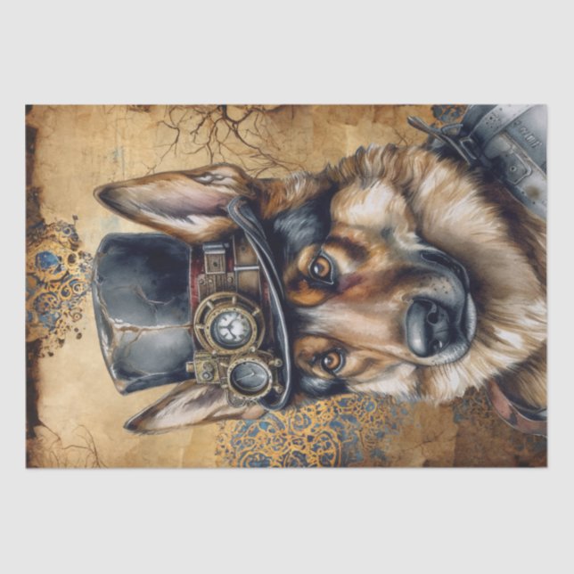 Papel De Seda Perro pastor alemán Steampunk (Anverso)