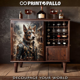 Papel De Seda Perro pastor alemán steampunk en un horno 