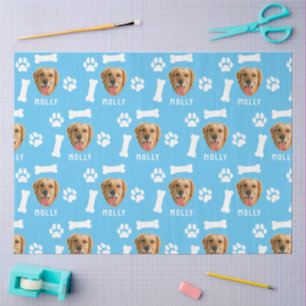 Papel De Seda Perro Personalizado Mascota Foto & Nombre Azul