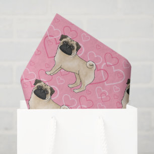 Papel De Seda Perro Pug Ciervo Cartoon Fregona Patrón Corazón Ro