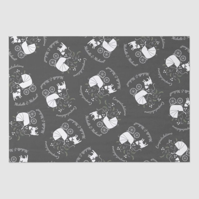 Papel De Seda Perro Pug Tema de Baby Shower Puppy Género Neutral (Anverso)