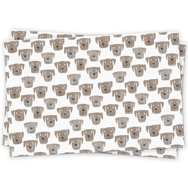 Papel De Seda Perro recuperador de chocolate blanco (Chocolate labrador retriever dog watercolor pattern tissue paper)