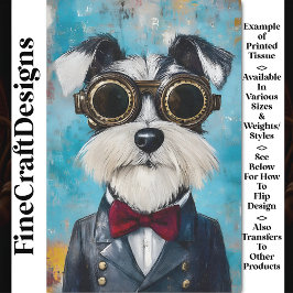 Papel De Seda Perro Schnauzer de Steampunk Cute, Bow Tie Z9 Deco