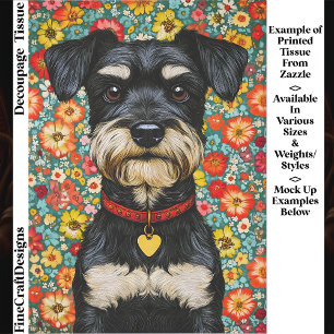 Papel De Seda Perro Schnauzer Miniatura, Decoupage EX2 Colorido