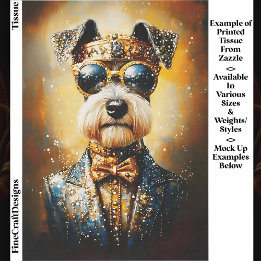 Papel De Seda Perro Schnauzer Real & Corona Dorada EJ3 Decoupage