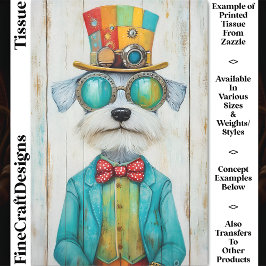 Papel De Seda Perro Schnauzer Steampunk Colorido DE6 Decoupage