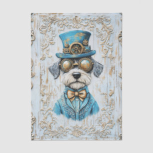 Papel De Seda Perro Schnauzer Steampunk, Traje Azul EL7L Decoupa