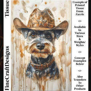 Papel De Seda Perro Schnauzer Vaquero Sheriff con Sombrero Decou