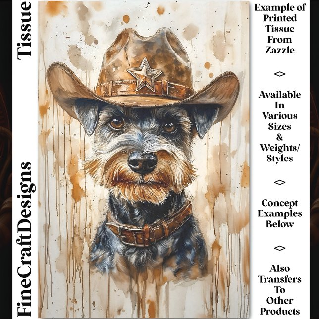 Papel De Seda Perro Schnauzer Vaquero Sheriff con Sombrero Decou (Subido por el creador)
