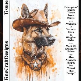Papel De Seda Perro Sheriff Vaquero Pastor Alemán DP2R Decoupage