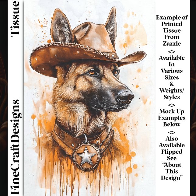 Papel De Seda Perro Sheriff Vaquero Pastor Alemán DP2R Decoupage (Subido por el creador)