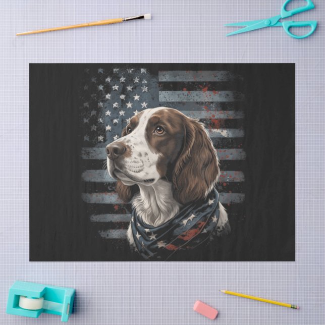 Papel De Seda Perro Springer Spaniel Bandera Americana (Artesanía)