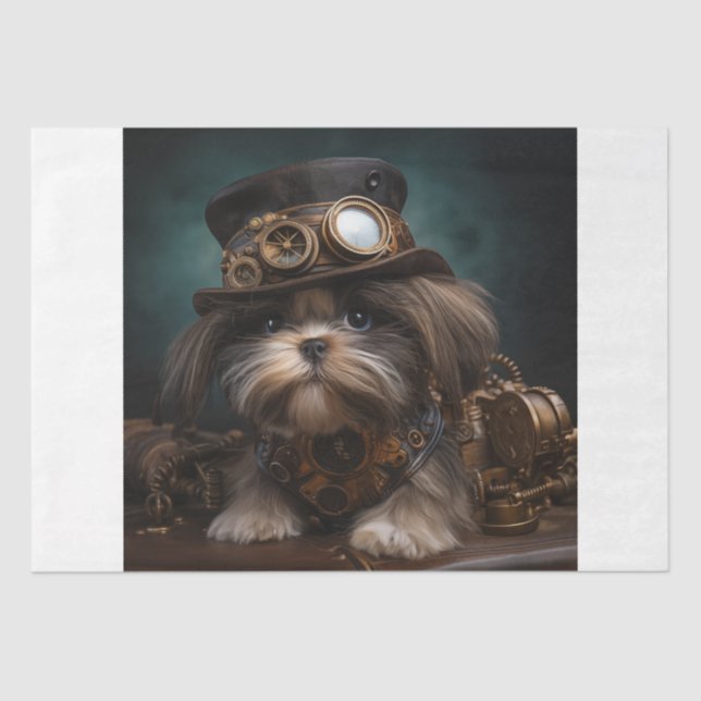 Papel De Seda Perro Steampunk (Anverso)