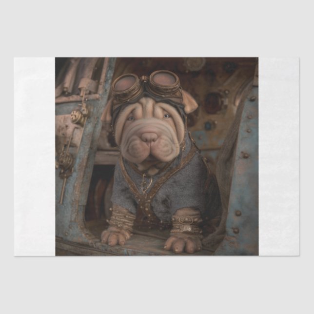 Papel De Seda Perro Steampunk (Anverso)