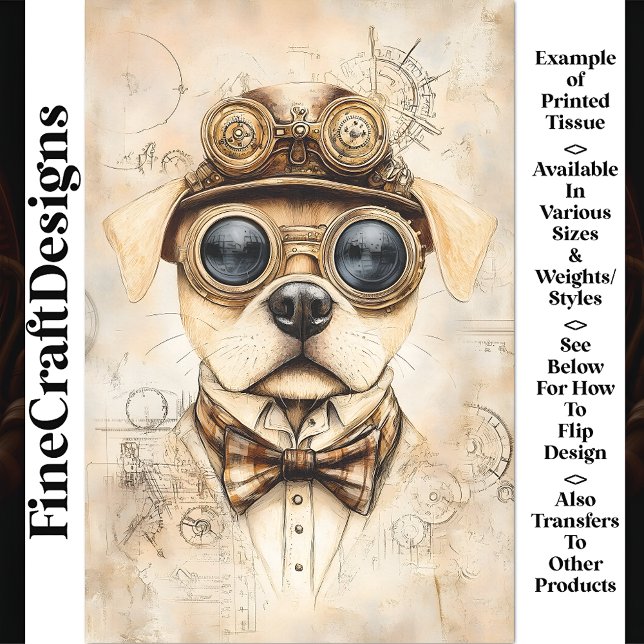Papel De Seda Perro Steampunk Adorable, Plano de Blueprint Sepia (Subido por el creador)