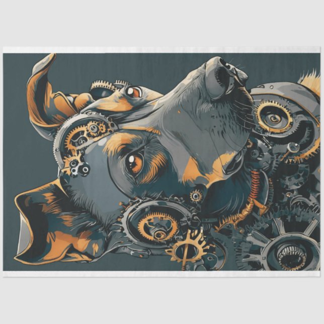 Papel De Seda Perro Steampunk de Desnudo (Anverso)