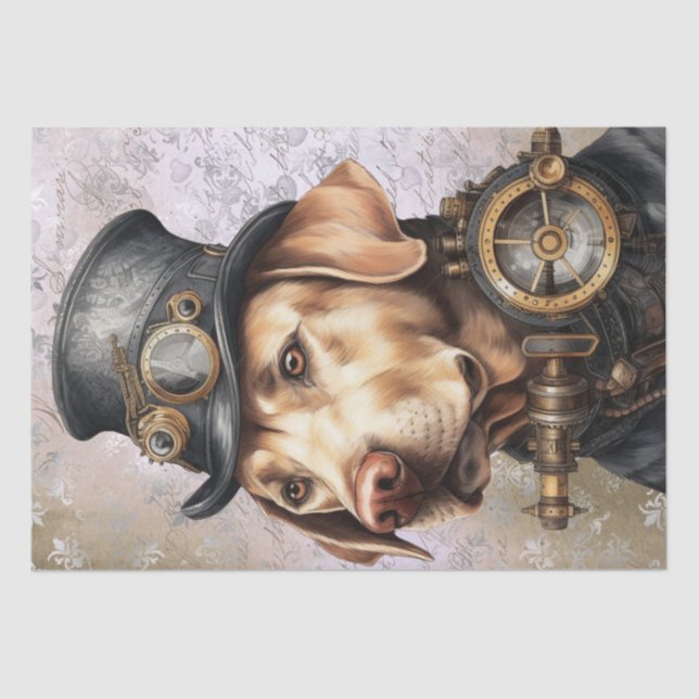 Papel De Seda Perro Steampunk Labrador (Anverso)