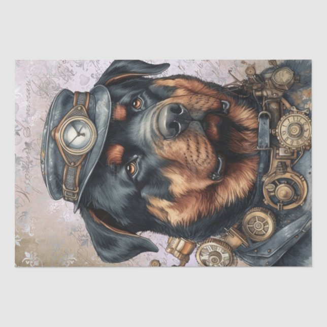 Papel De Seda Perro Steampunk Rottweiler (Anverso)
