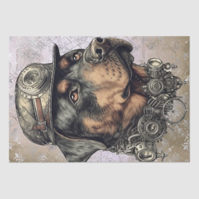 Papel De Seda Perro Steampunk Rottweiler (Anverso)