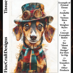 Papel De Seda Perro steampunk victoriano con sombrero de copa DA