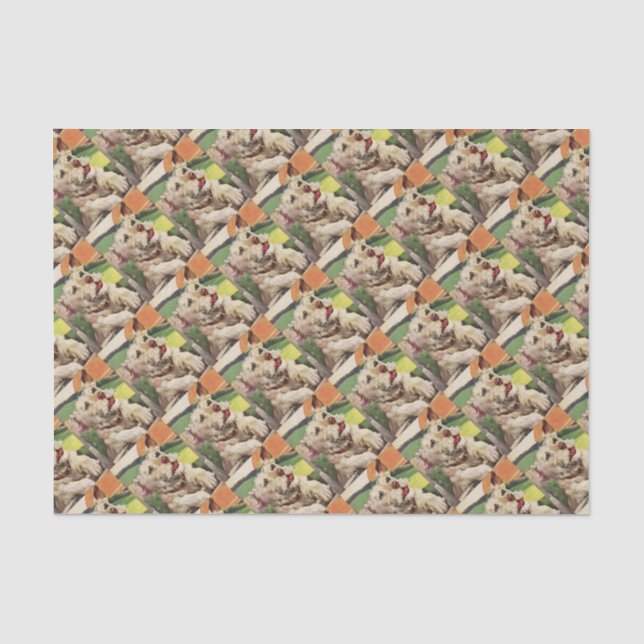 Papel De Seda Perro terrer adorable de los años 1940 (Anverso)