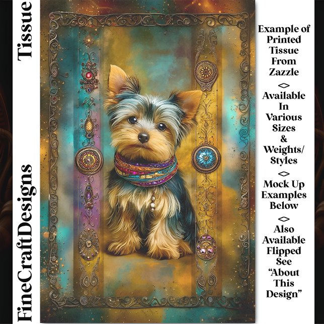 Papel De Seda Perro Terrier de Yorkshire Marco Barroco DY3R Deco (Subido por el creador)