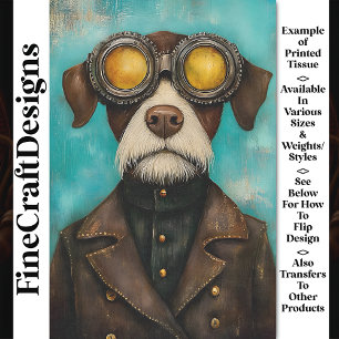 Papel De Seda Perro tierno Steampunk Cute En Goggles Z2 Decoupag