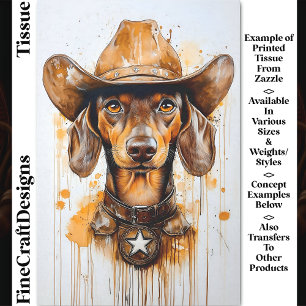 Papel De Seda Perro Vaquero Sheriff Dachshund Marrón DP1 Decoupa