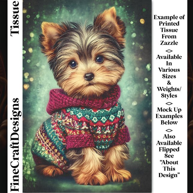 Papel De Seda Perro Yorkie con Suéter de Navidad DS2LF Decoupage (Subido por el creador)