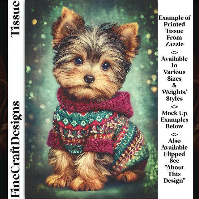 Papel De Seda Perro Yorkie con Suéter de Navidad DS2LR Decoupage (Subido por el creador)