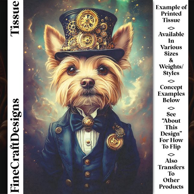 Papel De Seda Perro Yorkie, Traje Steampunk Sombrero de Copa CZ7 (Subido por el creador)
