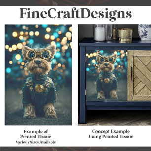 Papel De Seda Perro Yorkshire Terrier Vestido Lindo F8 Decoupage