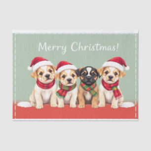 Papel De Seda Perros adorables en Santa Sombrereros Feliz Diseño