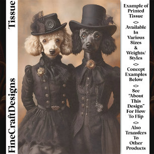 Papel De Seda Perros Caniches Negros Vestidos Victorianos CP4 De