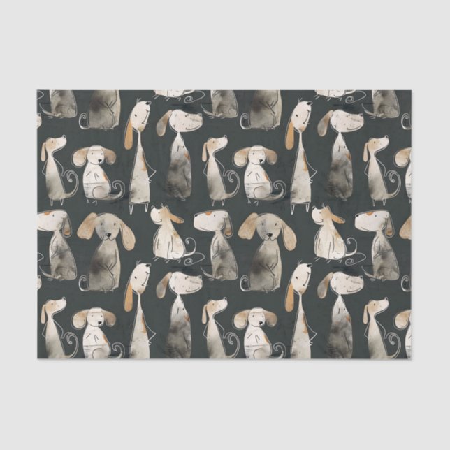 Papel De Seda Perros caprichosos personalizados en tiza pastel (Anverso)