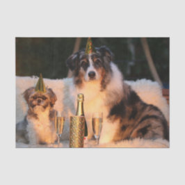 Papel De Seda Perros celebrando Año Nuevo