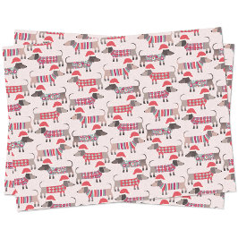 Papel De Seda Perros Dachshund Sausage en Navidades Gorras y Kné