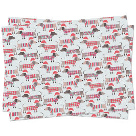 Papel De Seda Perros Dachshund Sausage en Navidades Gorras y Kné