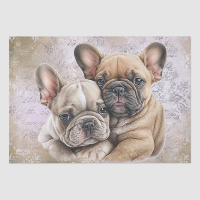 Papel De Seda Perros de Bulldog francés Perros Cute Pareja (Anverso)