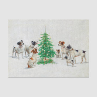 Papel De Seda Perros de época alrededor del árbol de Navidad