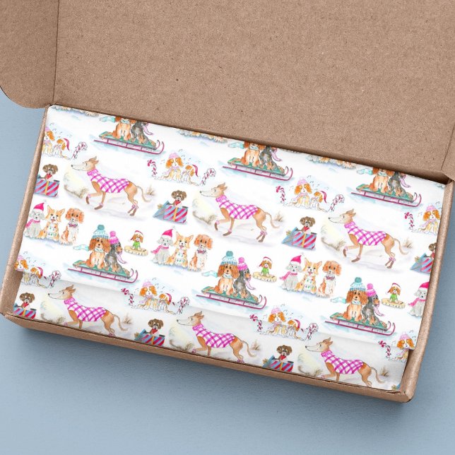 Papel De Seda Perros de Navidad en acuarela (A cute Christmas tissue paper for dog lovers!)