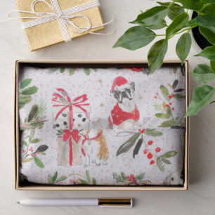 Papel De Seda Perros de Navidad y patrón de follaje