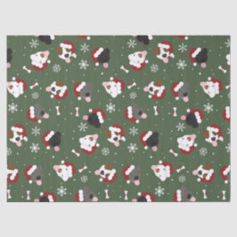 Papel De Seda Perros de Santa en Verde